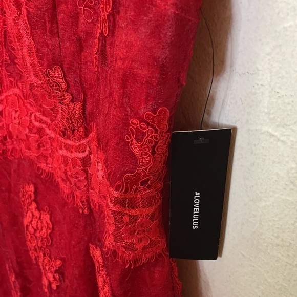 Lulu’s Until We Meet Again Red Lace Embroidered Mini Dress Size Small NWT - Picture 10 of 10